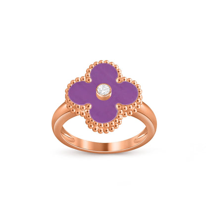 [KELA]LUCKY CLOVER DIAMOND-ACCENT ROSE GOLD RING COLLECTION