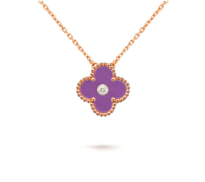 [KELA]15MM CLOVER FLOWER DIAMOND PENDANT NECKLACE COLLECTION