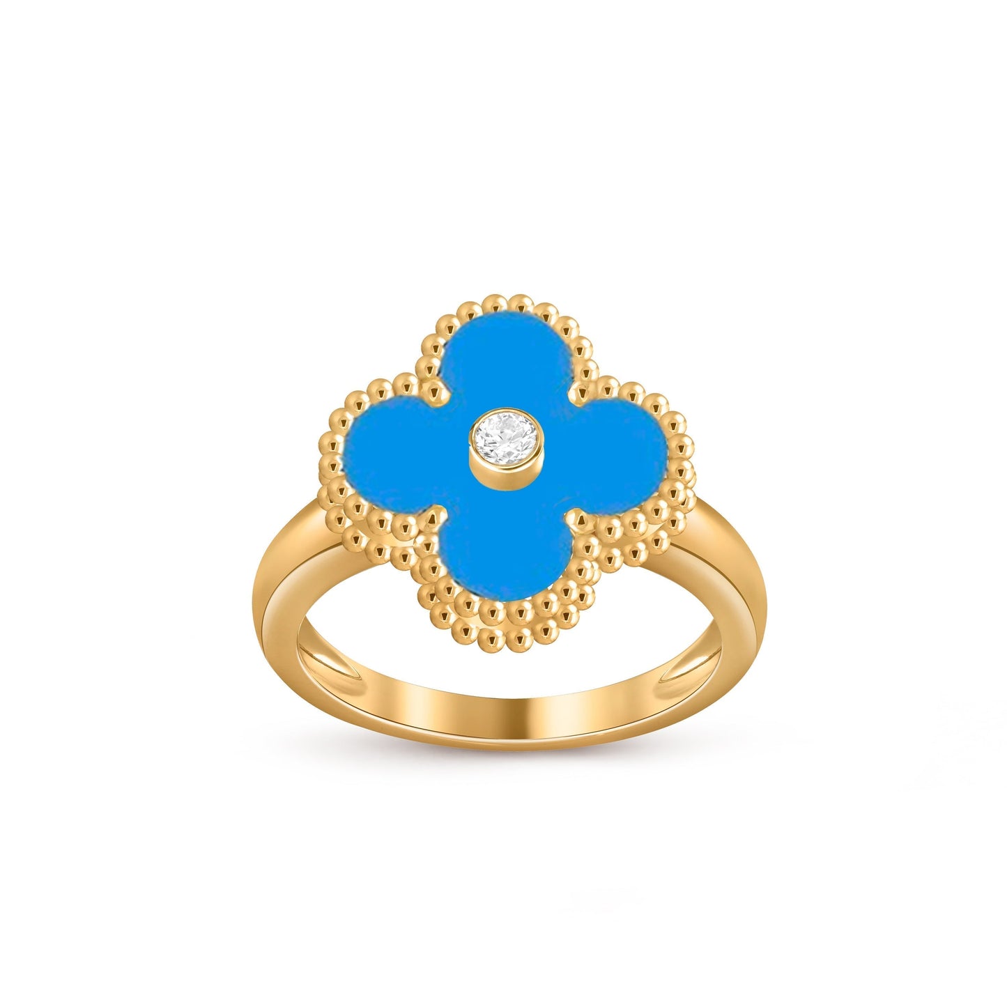 [KELA]LUCKY CLOVER DIAMOND-ACCENT GOLD RING COLLECTION