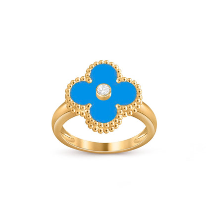 [KELA]LUCKY CLOVER DIAMOND-ACCENT GOLD RING COLLECTION