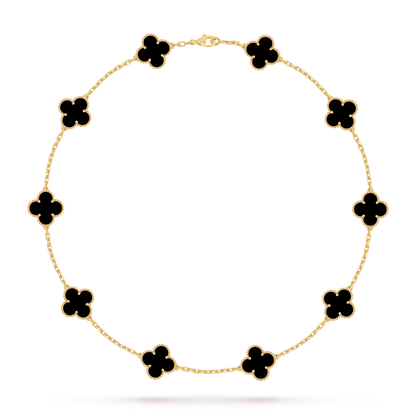 [KELA]CLASSIC LUCKY 10-MOTIF CLOVER NECKLACE GOLD COLLECTION