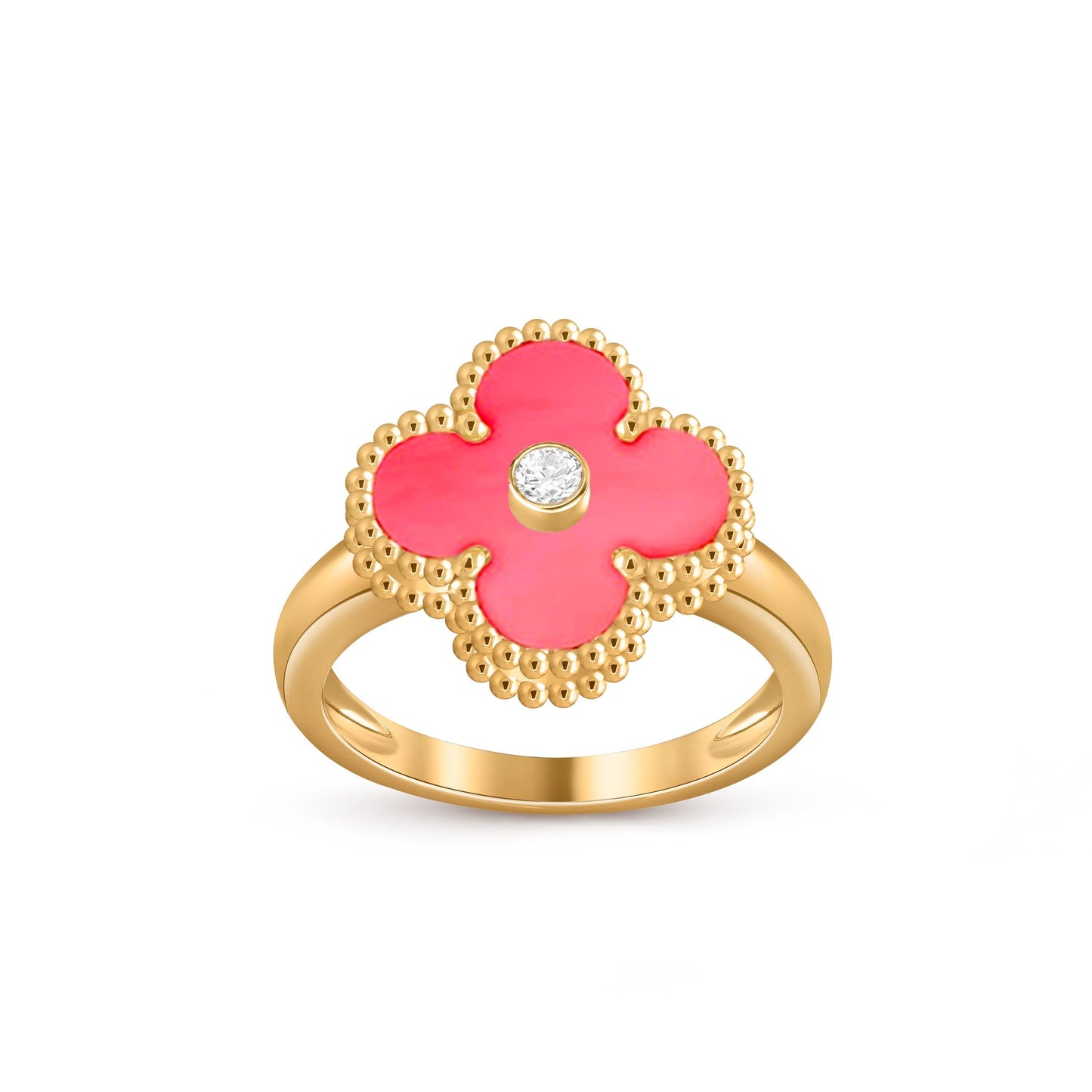 [KELA]LUCKY CLOVER DIAMOND-ACCENT GOLD RING COLLECTION