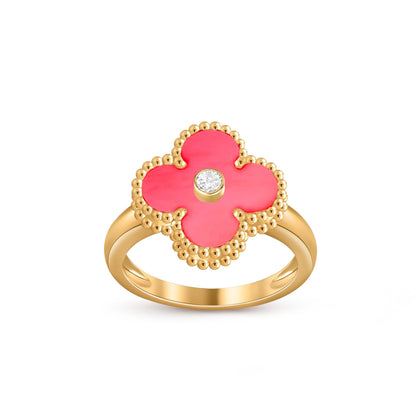 [KELA]LUCKY CLOVER DIAMOND-ACCENT GOLD RING COLLECTION