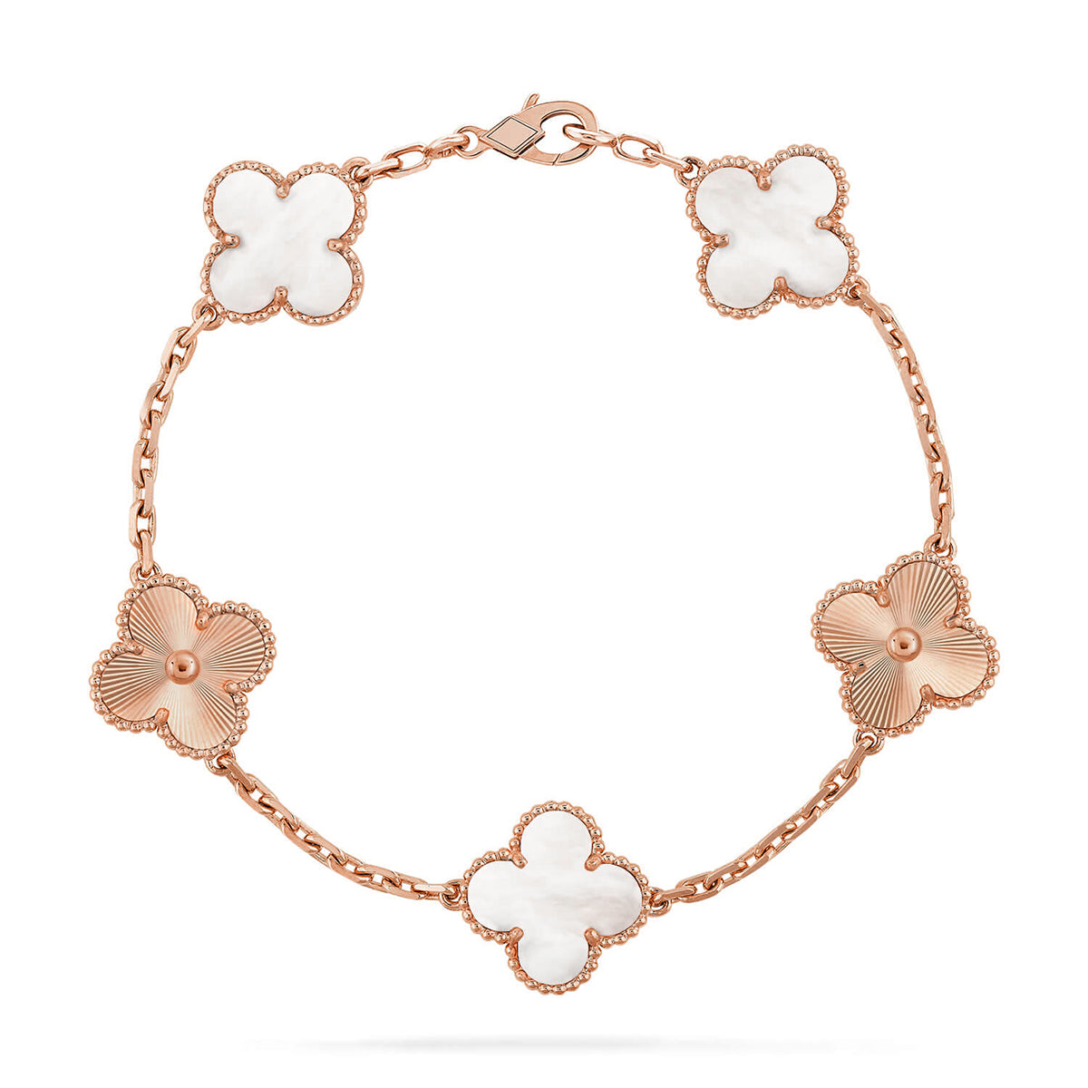 [KELA]LUCKY CLOVER 5-MOTIF BRACELET - WHITE MOTHER-OF-PEARL COLLECTION