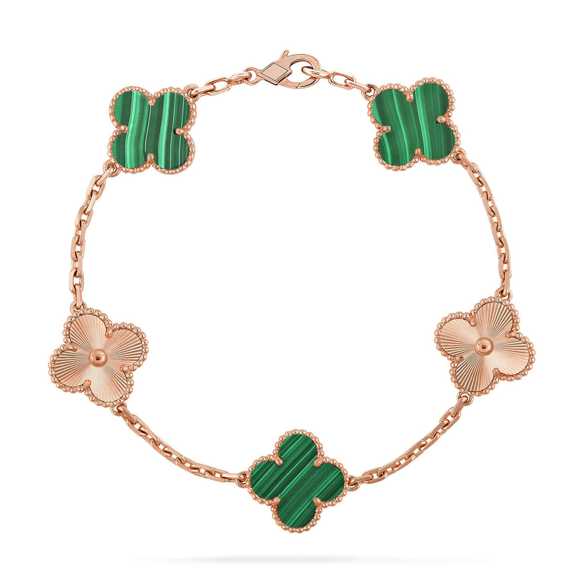 [KELA]LUCKY CLOVER 5-MOTIF BRACELET - MALACHITE COLLECTION