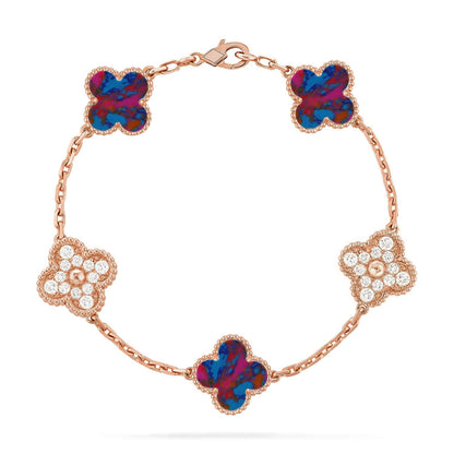 [KELA]LUCKY CLOVER 5-MOTIF BRACELET - MULTI-GEM COLLECTION