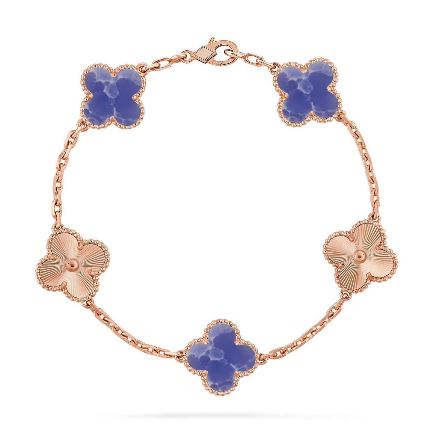 [KELA]LUCKY CLOVER 5-MOTIF BRACELET - BLUE LARIMAR COLLECTION