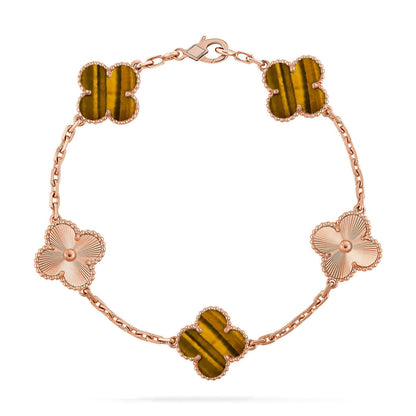 [KELA]LUCKY CLOVER 5-MOTIF BRACELET -  TIGER’S EYE COLLECTION