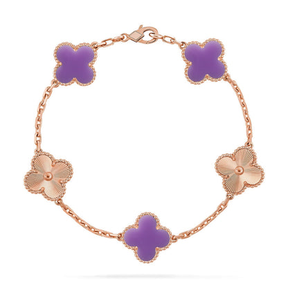 [KELA]LUCKY CLOVER 5-MOTIF BRACELET - LAVENDER COLLECTION