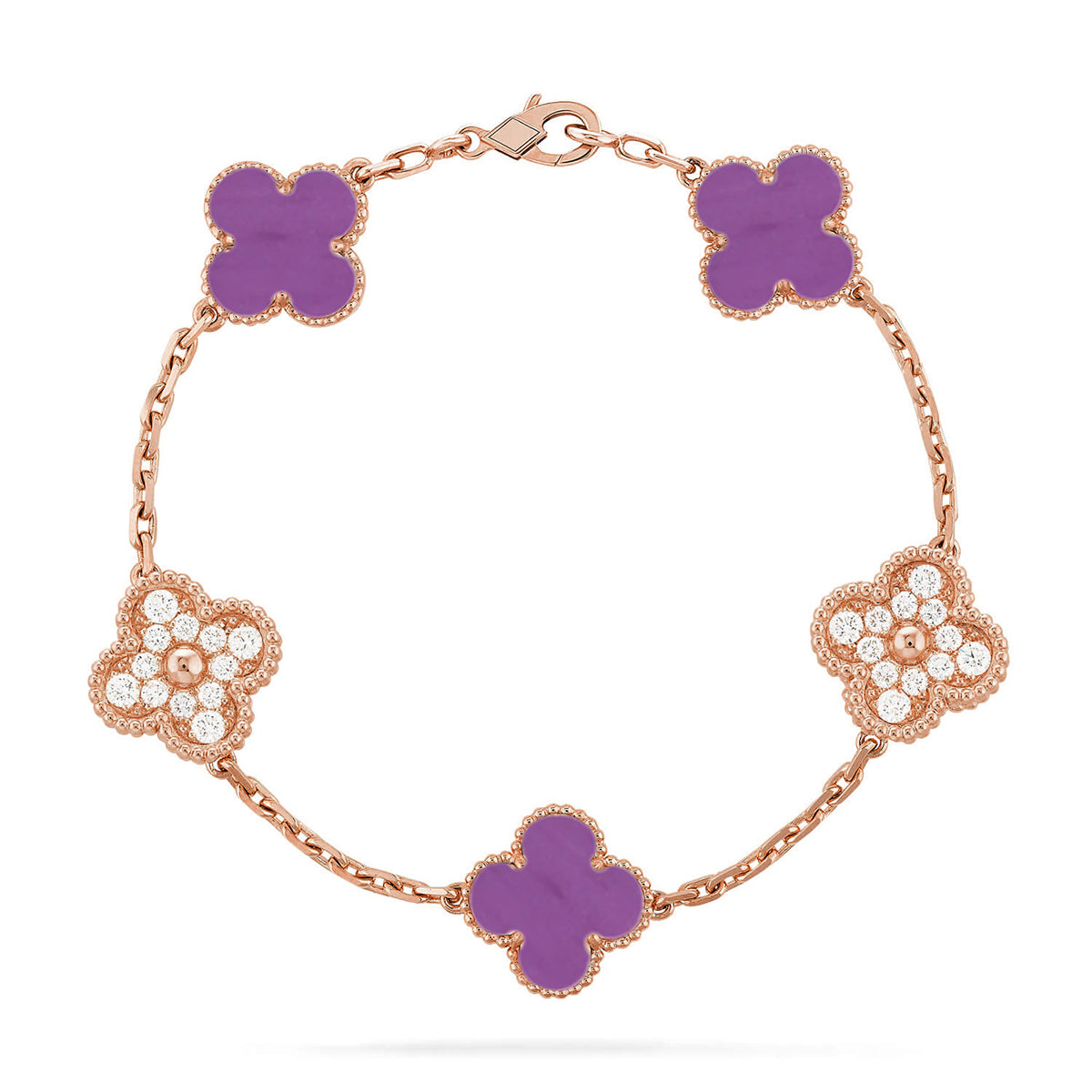 [KELA]LUCKY CLOVER 5-MOTIF BRACELET - VIOLET COLLECTION