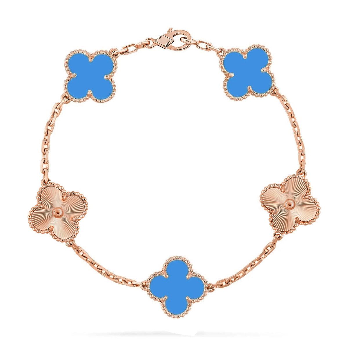 [KELA]LUCKY CLOVER 5-MOTIF BRACELET - BLUE AGATE COLLECTION