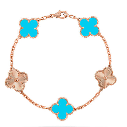 [KELA]LUCKY CLOVER 5-MOTIF BRACELET - TURQUOISE COLLECTION
