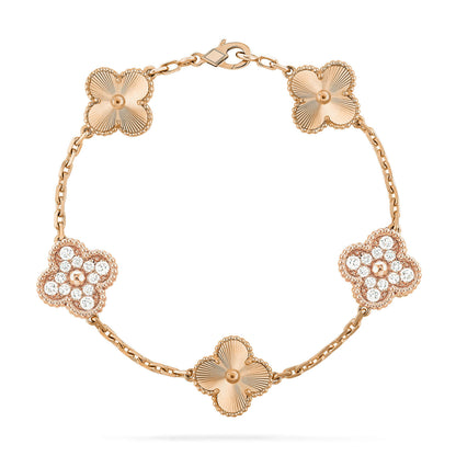 [KELA]LUCKY CLOVER 5-MOTIF BRACELET - LASER COLLECTION