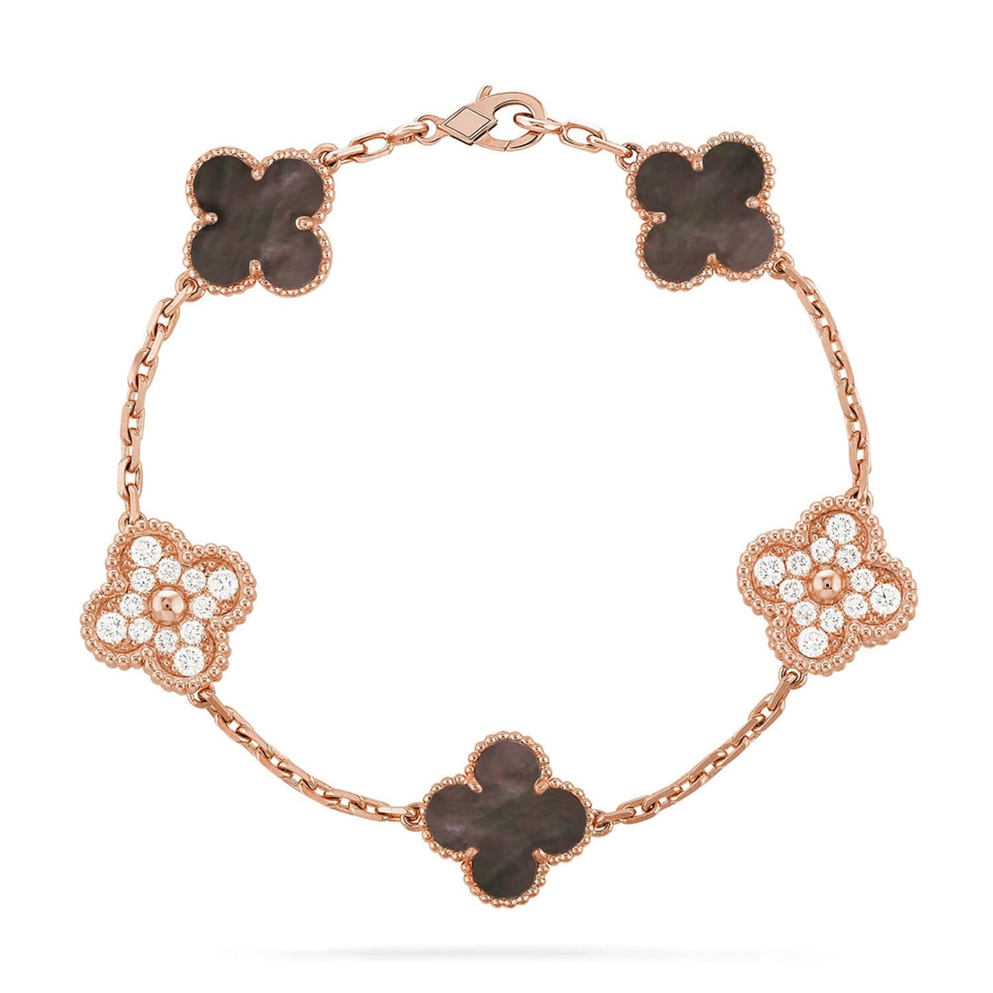 [KELA]LUCKY CLOVER 5-MOTIF BRACELET - GREY MOTHER-OF-PEARL COLLECTION