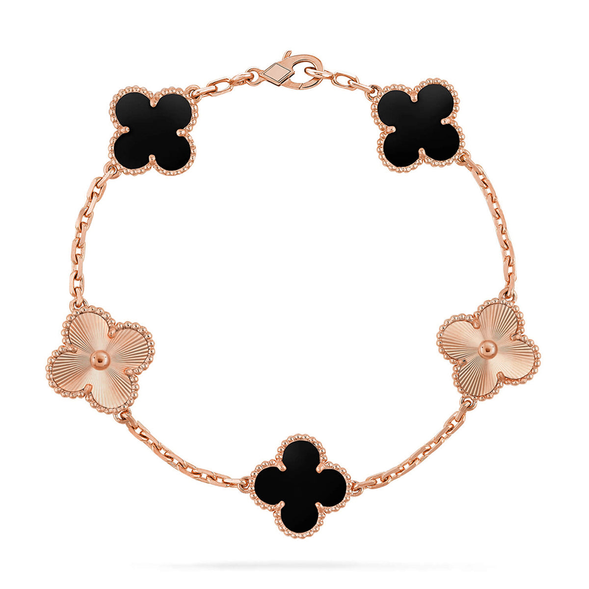 [KELA]LUCKY CLOVER 5-MOTIF BRACELET - BLACK OXNY COLLECTION