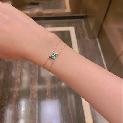 [KELA]JEUX BRACELET MALACHITE ROSE GOLD 1 DIAMOND