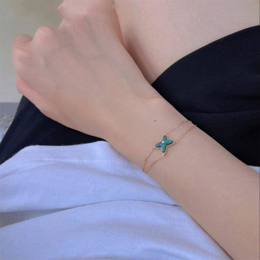 [KELA]JEUX BRACELET MALACHITE ROSE GOLD 1 DIAMOND