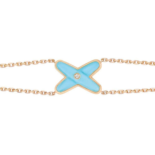 [KELA]JEUX BRACELET TURQUOISE ROSE GOLD 1 DIAMOND
