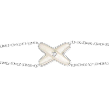 [KELA]JEUX BRACELET WHITE MOP SILVER 1 DIAMOND
