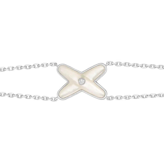 [KELA]JEUX BRACELET WHITE MOP SILVER 1 DIAMOND
