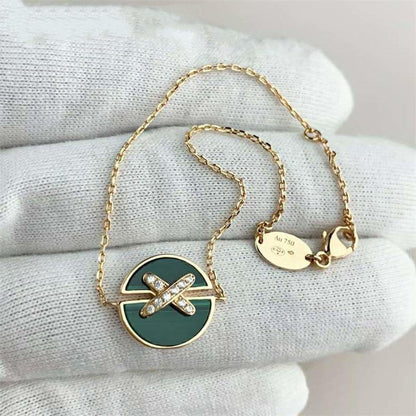 [KELA]JEUX DE BRACELET MALACHITE ROSE GOLD DIAMONDS