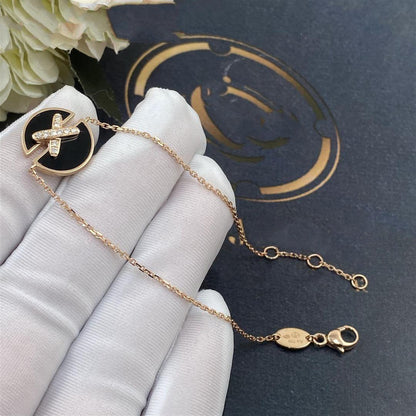 [KELA]JEUX DE BRACELET ONYX ROSE GOLD DIAMOND