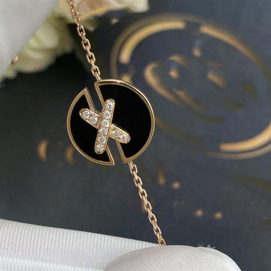 [KELA]JEUX DE BRACELET ONYX ROSE GOLD DIAMOND