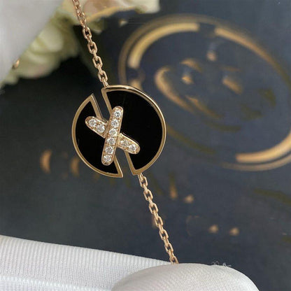 [KELA]JEUX DE BRACELET ONYX ROSE GOLD DIAMOND