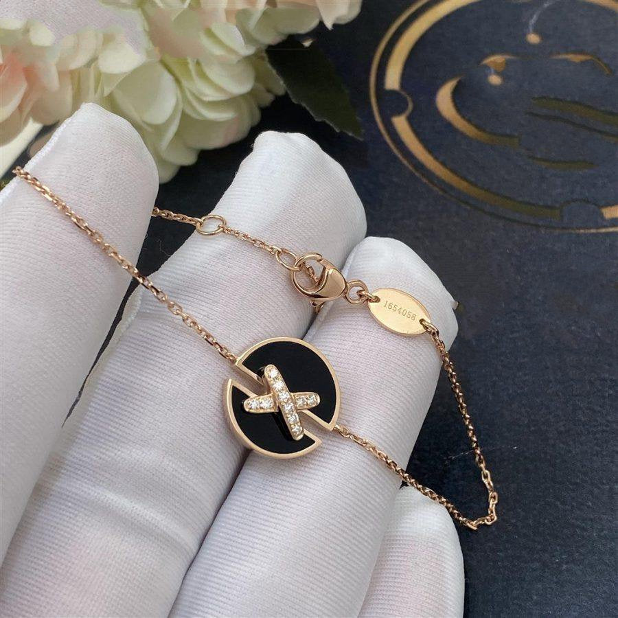 [KELA]JEUX DE BRACELET ONYX ROSE GOLD DIAMOND