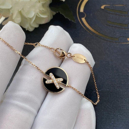 [KELA]JEUX DE BRACELET ONYX ROSE GOLD DIAMOND