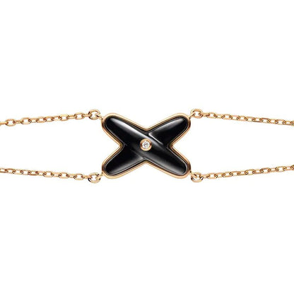 [KELA]JEUX BRACELET ONYX ROSE GOLD 1 DIAMOND