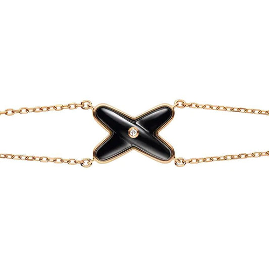 [KELA]JEUX BRACELET ONYX ROSE GOLD 1 DIAMOND