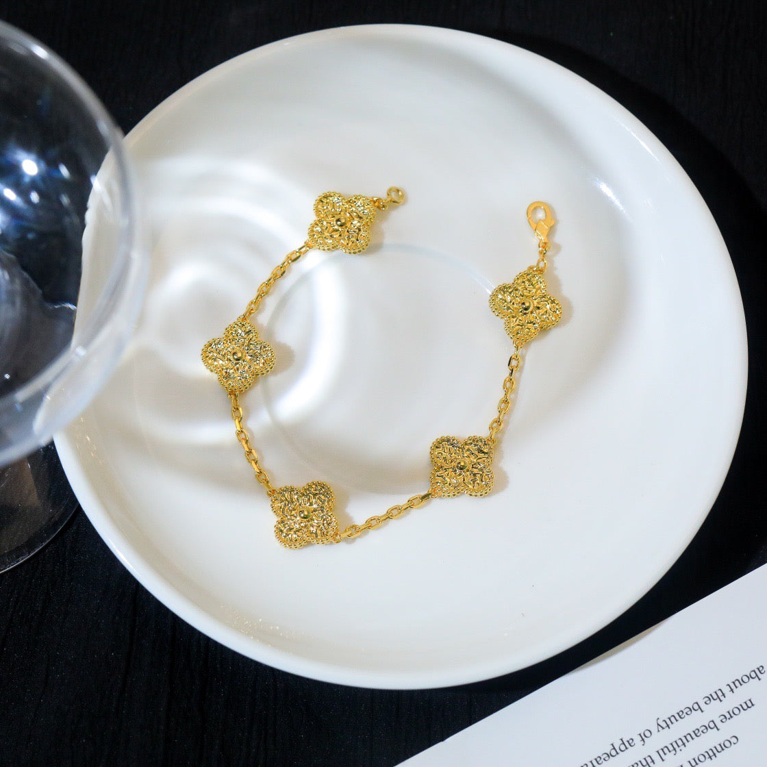 [KELA]LUCKY CLOVER 5-MOTIF BRACELET - BRONZING