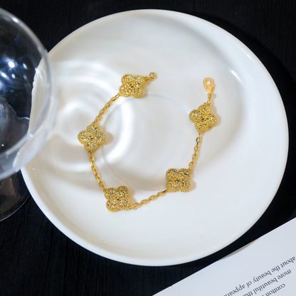 [KELA]LUCKY CLOVER 5-MOTIF BRACELET - BRONZING