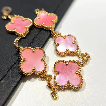 [KELA]LUCKY CLOVER 5-MOTIF BRACELET - PINK MOTHER-OF-PEARL COLLECTION