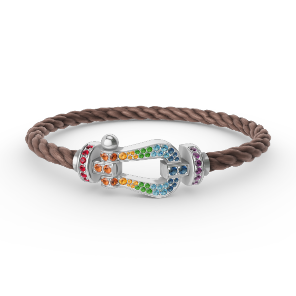 [KELA]FORCE LARGE HORSESHOE COLORED DIAMOND BRACELET - WHITE GOLD