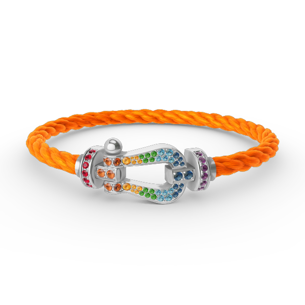 [KELA]FORCE LARGE HORSESHOE COLORED DIAMOND BRACELET - WHITE GOLD