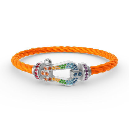 [KELA]FORCE LARGE HORSESHOE COLORED DIAMOND BRACELET - WHITE GOLD