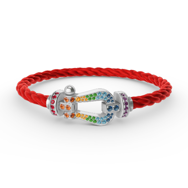 [KELA]FORCE LARGE HORSESHOE COLORED DIAMOND BRACELET - WHITE GOLD