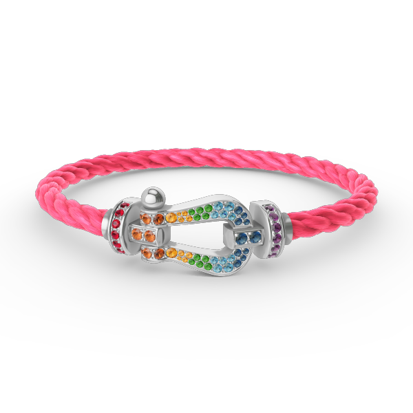 [KELA]FORCE LARGE HORSESHOE COLORED DIAMOND BRACELET - WHITE GOLD