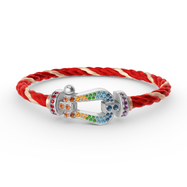 [KELA]FORCE LARGE HORSESHOE COLORED DIAMOND BRACELET - WHITE GOLD