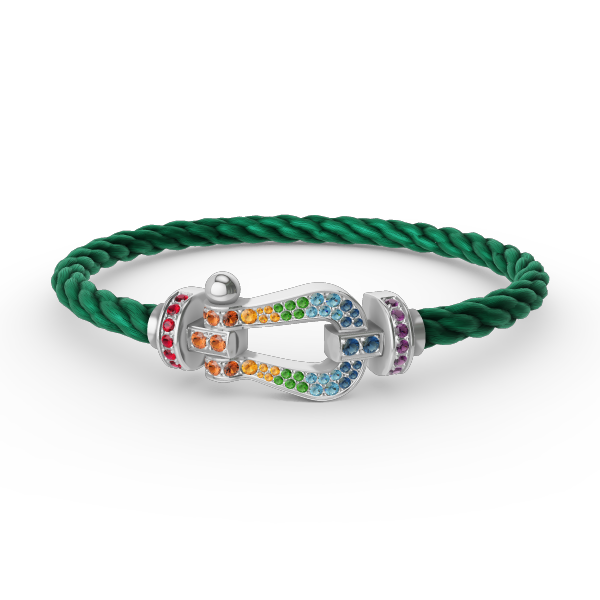 [KELA]FORCE LARGE HORSESHOE COLORED DIAMOND BRACELET - WHITE GOLD