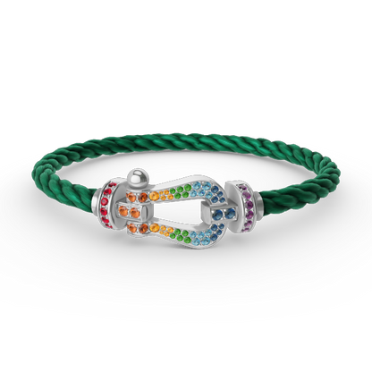[KELA]FORCE LARGE HORSESHOE COLORED DIAMOND BRACELET - WHITE GOLD