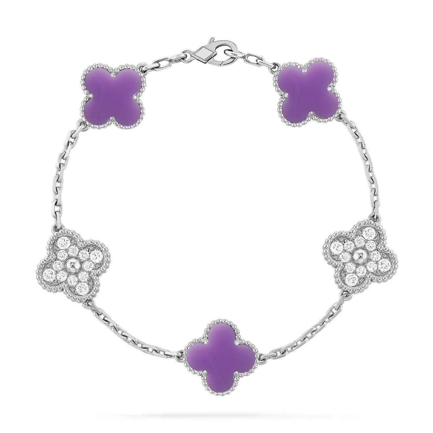 [KELA]LUCKY CLOVER 5-MOTIF BRACELET - LAVENDER COLLECTION