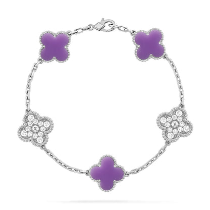 [KELA]LUCKY CLOVER 5-MOTIF BRACELET - LAVENDER COLLECTION