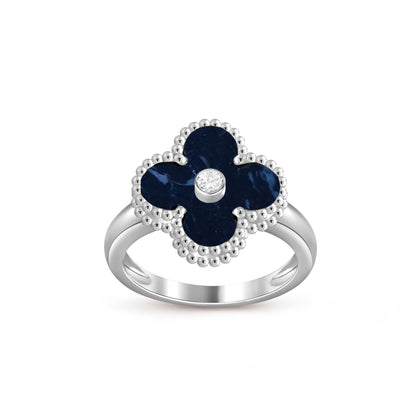 [KELA]LUCKY CLOVER DIAMOND-ACCENT WHITE GOLD RING COLLECTION