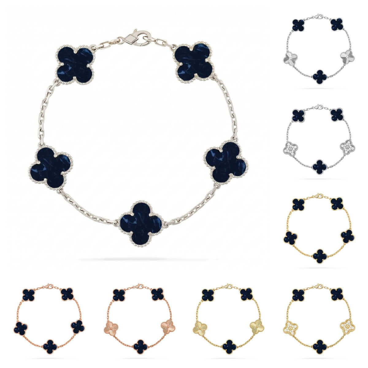 [KELA]LUCKY CLOVER 5-MOTIF BRACELET - PIETERSITE COLLECTION