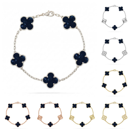 [KELA]LUCKY CLOVER 5-MOTIF BRACELET - PIETERSITE COLLECTION