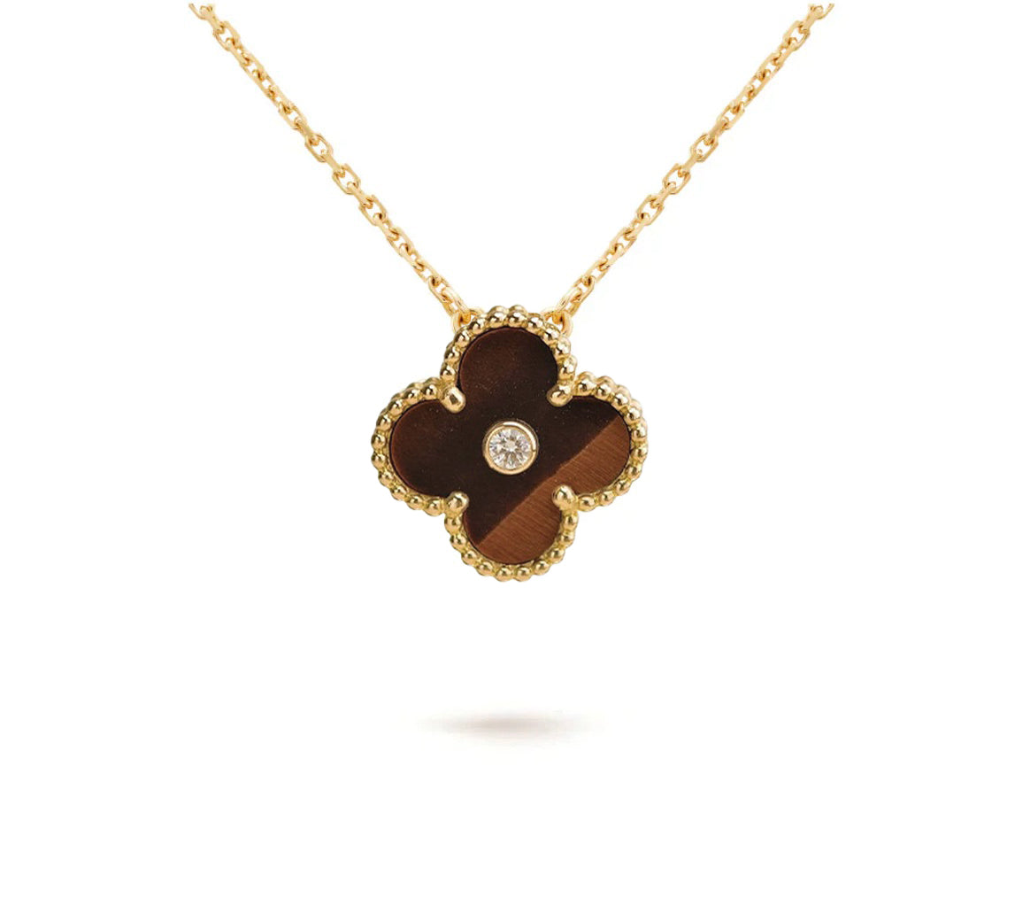 [KELA]15MM CLOVER FLOWER DIAMOND PENDANT NECKLACE COLLECTION