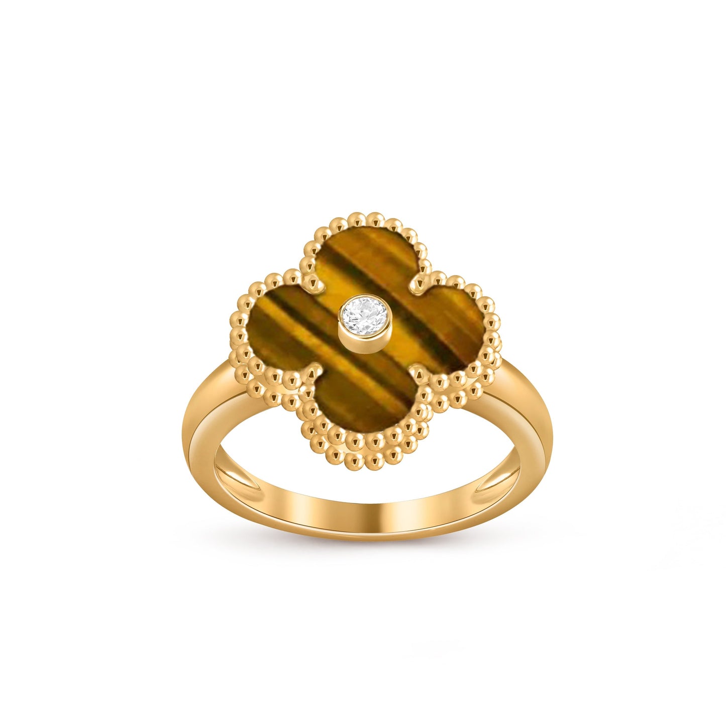 [KELA]LUCKY CLOVER DIAMOND-ACCENT GOLD RING COLLECTION